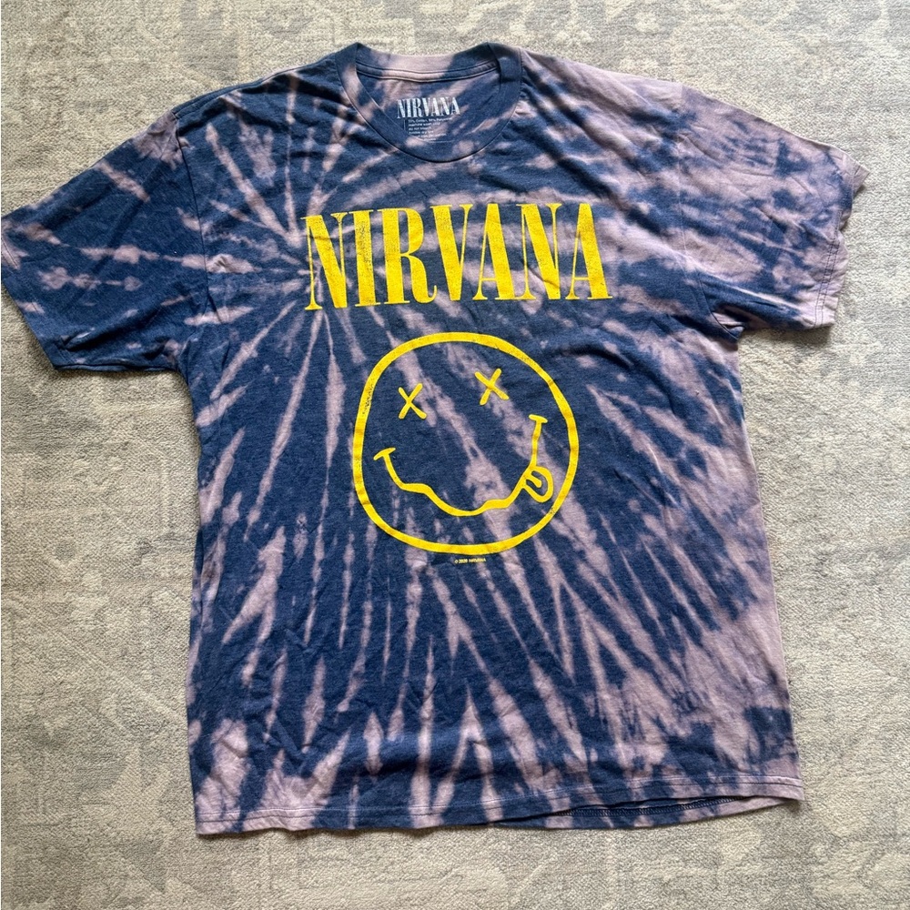Custom Tie-Dyed NIRVANA Blue and Purple Band Tee